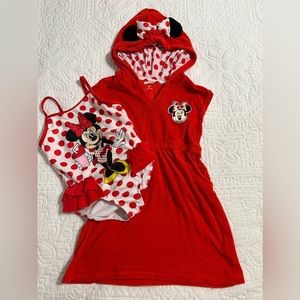 Minnie Mouse swimsuit and coverup Toddler 4T swimsuit 5T cover up